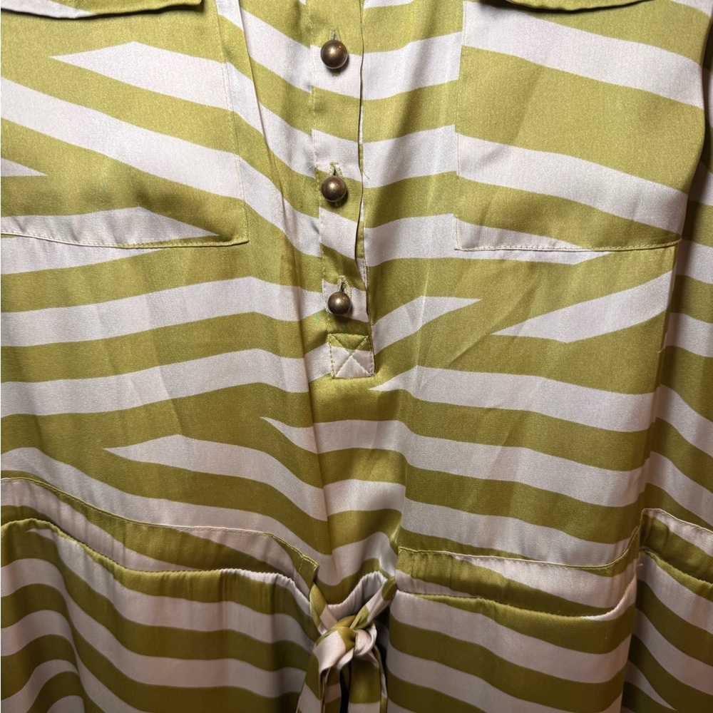 Bar III Green and Cream Zebra Print Racerback Mini Dress - Size XL - Picture 4 of 5